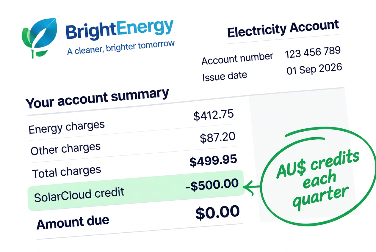 Energy bill with SolarCloud credit