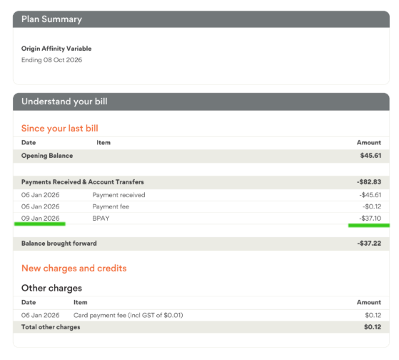 Energy bill credit
